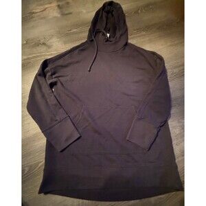 Fabletics charcoal black scuba neck women’s medium hoodie, front kangaroo pocket